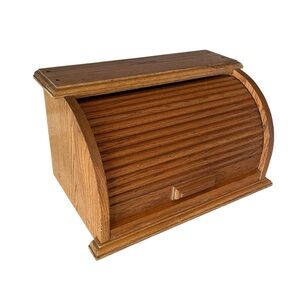 VINTAGE Wooden Roll Top Bread Wood Box